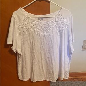 Croft & Barrow White Lace Accent Blouse